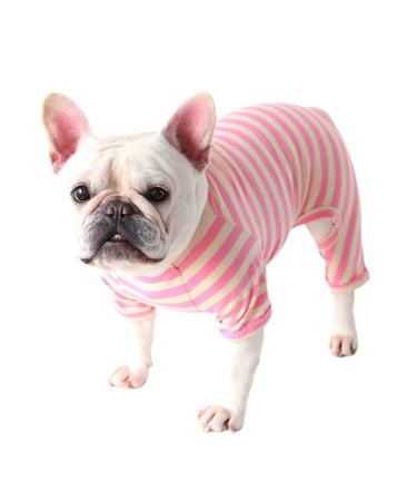 BT BEAR Dog clothing colorful striped pajamas made of soft cotton overall bulldog one -piece costume for puppies small and medium -sized dogs (XL pink) XL pink