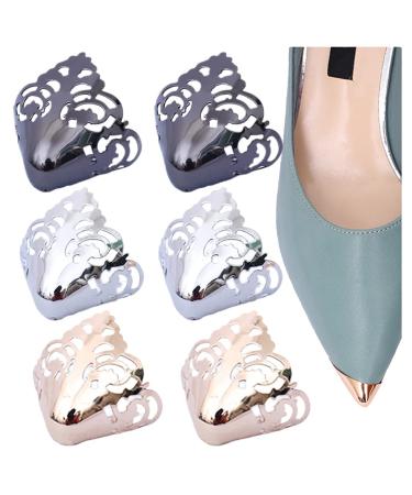Metal Shoes Pointed Protector Solid Color High Heels Toe Cap Elegant High Heels Tip Cover Durable Shoes Tips Cap for Shoes Protection Repair Decoration 3 Pairs Style 7