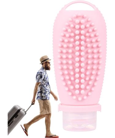 Travel Size Silicone Shampoo Bottle with Brush - Portable Leakage-Proof & Non-Slip Handle - Light Pink | Perfect for On-the-Go Use - Buy Online on GoSupps.com