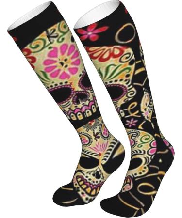 Shop Day of the Dead Sugar Skull Compression Socks for Men & Women | 15-20 mmHg Support for Running & Cycling - Buy Online on GoSupps.com