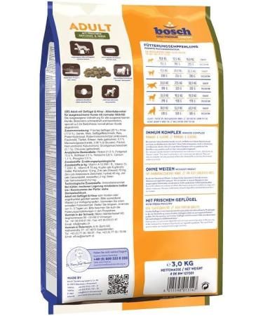 Bosch HPC Adult Dry Dog Food with Fresh Poultry & Millet | 3 kg Pack | Ideal for All Breeds - International Shipping Available - Buy Online on GoSupps.com