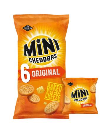 Jacob's Mini Cheddars Original 6 X 23G | Baked with Real Cheese | No artificial colours or flavours | Premium product