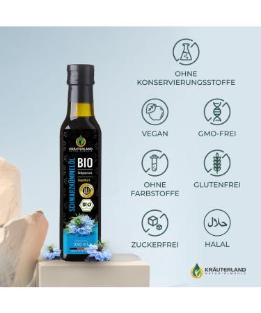 Buy Herballand Organic Black Cumin Oil 250ml - Unfiltered Cold-Pressed Rich in Thymoquinone - Fresh Daily from Our Hessian Oil Mill - Buy Online on GoSupps.com