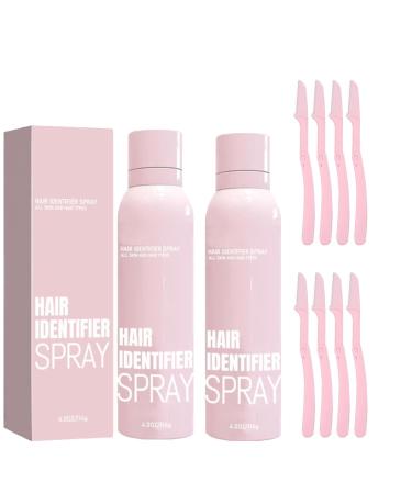 2PCS Hair Identifier Spray For Face Shaving Hair Identifying Spray Face Hair Identifier Spray Moisturizing And Skin Care Dermaplaner Set Spray (Spray Plus Razor)