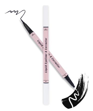 Black Liquid Eyeliner with Eye Makeup Remover Eraser Dual-Ended Pen Waterproof Smudge Proof Long Lasting Quick Drying Eye Liner Ultra-Fine Brush Head Colored Eyeliner Pencil Easy for Beginners-01 01 Black