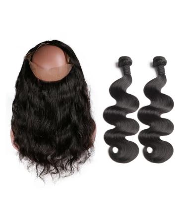 Mila wavy Brazilian virgin real hair brazen body wave remy human hair weaving extensions et 360 lace frontal closure (18 "18" +16 "frontal)