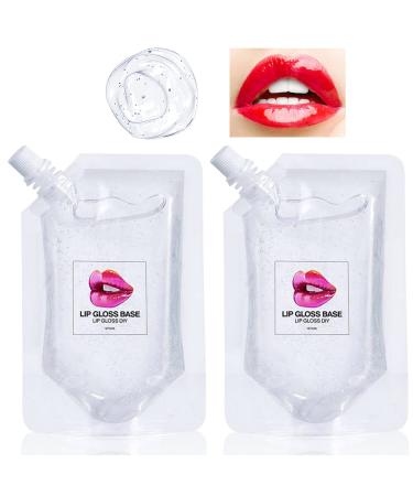 2 Pack Clear Lip Gloss Base, Moisturize Lipgloss Base Gel Oil Material Lip Makeup Primers, Non Stick Lipstick Primer for DIY Handmade Lip Balms Lip Gloss -50ml 1.69 Fl Oz (Pack of 2)