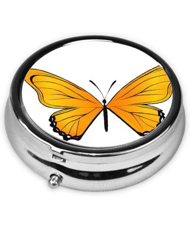 Pretty Butterfly Print Round Pill Box | 3 Compartment Mini Portable Travel Medicine Organizer - Buy Online on GoSupps.com