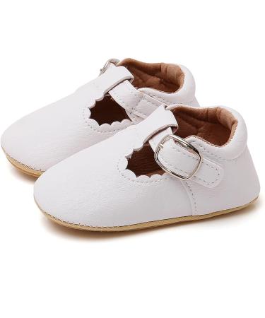 RVROVIC Baby Girl Moccasins Princess Mary Jane Flat Dress Shoes | Soft Sole Crib Toddler Shoes 6-12 Months - White - Buy Online on GoSupps.com