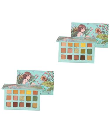 Healeved 2 Pcs Palette Compact Glitter Eye Eye Shadow Green 1 count (Pack of 1) Greenx2pcs
