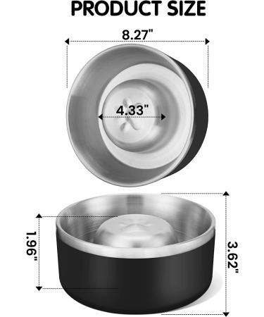 PETTOM Stainless Steel Dog Bowls - Durable Black Pet Food and Water Bowls - Buy Online on GoSupps.com