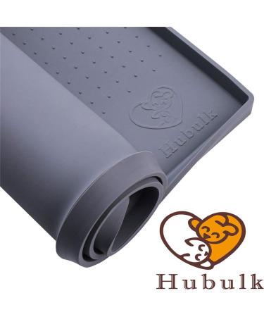 Hubulk Dog Feeding Mat - Silicone Pet Food/Water Bowl Placemat - Spill Proof, Non-Slip, Waterproof Tray - 19x12x0.5 Grey - Buy Online on GoSupps.com