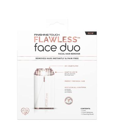 Finishing Touch Flawless Women's Painless Hair Remover Face Duo - Dermatologist Approved Electric Shaver - Hypoallergenic White/Rose Gold - Buy Online on GoSupps.com