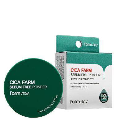 FARMSTAY CICA FARM SEBUM FREE POWDER 5g- Korean setting mild powder before makeup Setting Powder for Oily Skin K-beauty