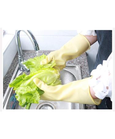 ESASAM Cleaning Gloves Rubber gloves rubber waterproof yellow (33cm) dishwashing rubber gloves female household housework thickened labor insurance wear-resistant beef tendon beef tendon latex - Buy Online on GoSupps.com