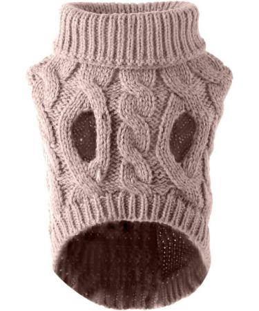 Famkit Pet Dog Turtleneck Sweater - Warm Pullover Knitwear for Small Dogs (Fit for 8.8-11lb) - Stylish Khaki Dog Clothing - Buy Online on GoSupps.com