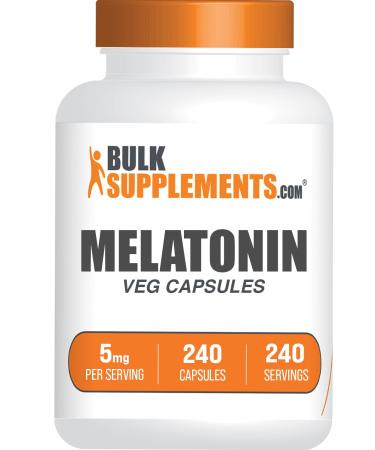 BulkSupplements.com Melatonin 5 mg Capsules - Melatonin for Adults Sleep Supplement - 5mg Melatonin per Serving 1 Capsule per Serving 240 Capsules (Pack of 1)