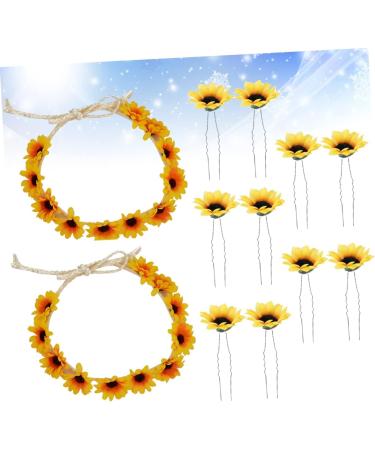 Angoily 4 Sets Hair Barrettes Hair Clip Tiara Sunflower Headband Headress Headgear Seaside Wreath Beach 1 count (Pack of 1) Yellowx2pcs - Buy Online on GoSupps.com