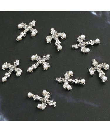 10pcs Silver Cross Nail Charms for Acrylic Nails | Retro 3D Punk Metal Nail Art Accessories | DIY Nail Decor for Women - Buy Online on GoSupps.com