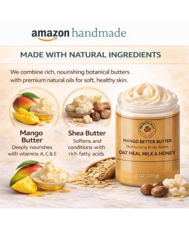 MSCEE Mango Better Butter Oatmeal Milk & Honey Body Butter Rich Whipped Moisturizer for Dry Skin Handmade in Small Batches 8 oz - Buy Online on GoSupps.com