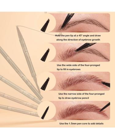 2 In 1 Magic 4-Tip Eyebrow Pencil Eyebrow Magic Pen Eyebrow 4 Tip Brow Pencil 3D Waterproof And Sweat-proof Microblading Eyebrow Pencil Contouring Pen For Natural Makeup Last All Day(Gray) - Buy Online on GoSupps.com