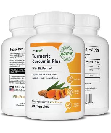 VitaPost Turmeric Curcumin Plus: Joint & Muscle Support with BioPerine - 60 Capsules - Buy Online on GoSupps.com
