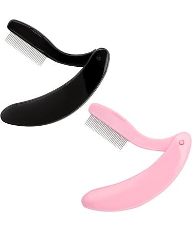 GCQQ 2PCS Folding Eyelash Separator Comb - Metal Teeth, Foldable and Fine Lash Comb for Eyelash Lift and Eyebrow Waxing - Pink and Black - Buy Online on GoSupps.com