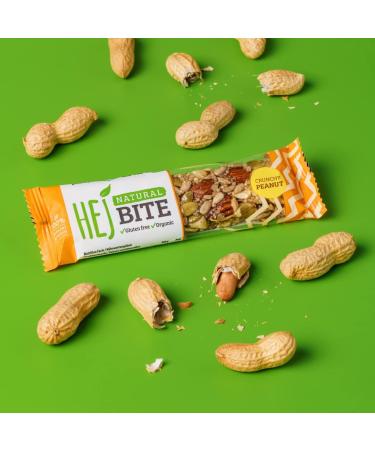 HEJ Bite Vegan Nut Bar Snack - Crunchy Peanut (12 x 40g) - Healthy Energy Boost - Buy Online on GoSupps.com