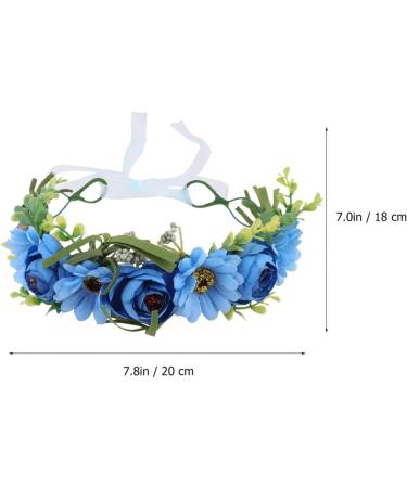 Lurrose 1PC Bridal Headband Adjustable Flower Wreath Head Hoop Halo Floral Crown Garland Headpiece for Weddigng Home Shop Blue - Buy Online on GoSupps.com
