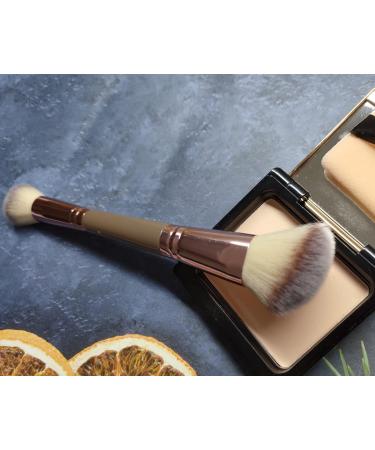 Double End Complexion Brush - Dual Ended Rose Gold Makeup Brush for Face Powder Liquid Foundation Concealer & Eyeshadow - Buy Online on GoSupps.com