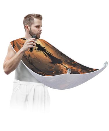 Halloween Witch Beard Bib Apron Beard Hair Catcher for Men Shaving Fathers Day Anniversary Christmas Gifts for Dad Husband Beard Bib with 2 Suction Cups