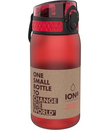 Ion8 Kids Water Bottle 350ml/12oz | Leak Proof | BPA Free | Dishwasher Safe | Carry Handle | Hygienic Flip Cover | Odour Free | Carbon Neutral | Red - Buy Online on GoSupps.com