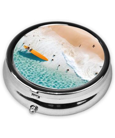 Romantic Beach Round Pill Box | 3 Compartment Portable Travel Organizer for Medicine & Vitamins - Buy Online on GoSupps.com