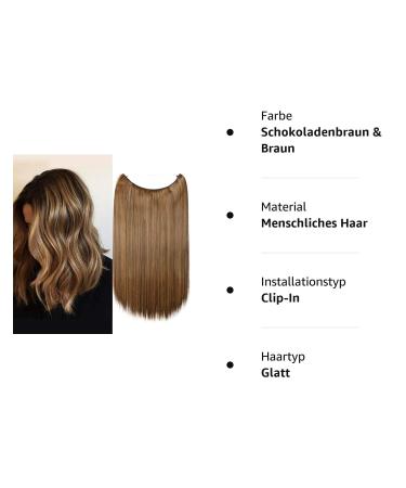 Silk-Co Hair Extensions with Rubber Band - 50cm Smooth Invisible Cord Synthetic Hair Chocolate Brown & Brown Mix for Women - Buy Online on GoSupps.com