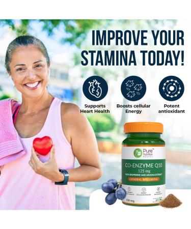 Bio Coenzyme Q10 125mg 60 Veg Capsules High Absorption CoQ10 Supplement with Bioperine & Arjuna Extract for Heart & Brain Health Boosts Cellular Energy Immunity Male Fertility - Buy Online on GoSupps.com