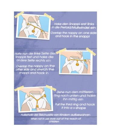 Snappi Diaper Clip for Gauze & Fabric Diapers | 3 Pack | Large & Small | Light Blue White Light Yellow | Up to 18 Months - Buy Online on GoSupps.com