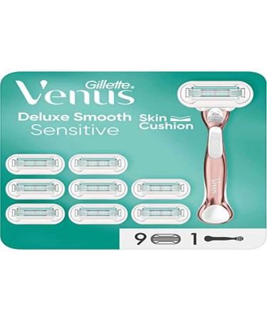 Gillette Venus Deluxe Smooth Sensitive women's razor 9 blades 5 Diamond-Like coated blades