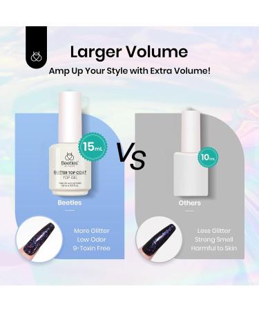 Beetles Reflective Silver Glitter Gel Polish - 15ml No Wipe UV Top Coat for Stunning Nail Art & DIY Manicure - Buy Online on GoSupps.com