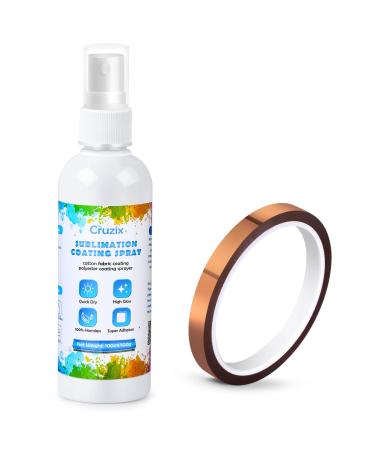 Sublimation Coating for Cotton Shirts  Sublimation Spray Glue with Heat Resistant Tape for Polyester Fabric Carton Blanks Tote Bag  Super Print Adhesion & Quick Dry Waterproof High Gloss Finish
