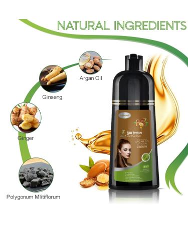 Natural Hair Dye Shampoo 3 in 1 | Vegan Ammonia-Free Gray Hair Coverage | Light Brown Hair & Beard Color for Women & Men - Buy Online on GoSupps.com