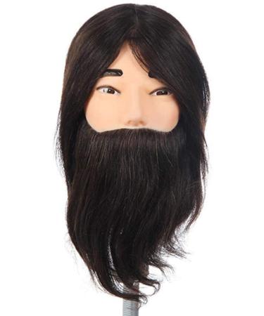 ZHJING Fashion Men Real Hair Short Hair Dummy Head Head Training Hairdressing Salon Trimming Beard Haircut Practice