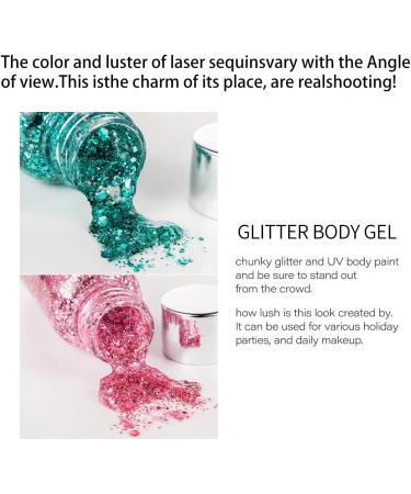  HADAVAKA Body Glitter Gel Sequins Chunky Glitter Liquid Gel Sparkling Festival Party Lotion Glitter Nail Art DIY Glitter Gel For Face Nail Lip Hair Christmas Festival Party Makeup Decoration (Brown) - Buy Online on GoSupps.com