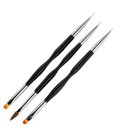 Nail Art Brushes Set 3Piece Professional Gel Nail Brushes Builder with Double Ended Design Paint Pen Drawing Fine Liner Nail Art Varnish Tool for DIY Polygels Manicure ombre Brushes Size (8/9/12mm)
