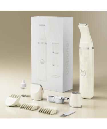Unibono Rechargeable Bikini Trimmer for Women - Wet/Dry Electric Razor for Pubic Hair, Cordless Lady Shaver Kit for Arms, Legs, Armpits - USB-C Charge, Storage Bag Included (Beige) - Buy Online on GoSupps.com