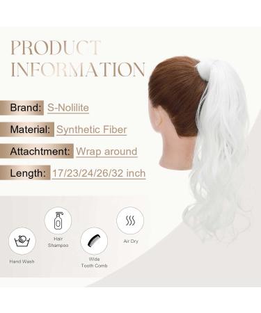 Ponytail Extensions | Clip-in Wavy Synthetic Hairpiece - 43cm White Braid for Realistic Look - Buy Online on GoSupps.com