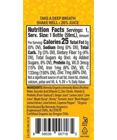 Remedy Organics Immunity Plus Shot 24-Pack - Boost Energy, Brain Function & Metabolism - Certified Organic Ingredients - Heal Me - 1 Count (Pack of 24) - Buy Online on GoSupps.com