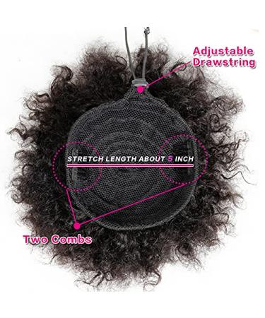Buy 6-Inch Short Afro Puff Drawstring Ponytail - Human Hair Curly Clip-In Extensions in Natural Color - Buy Online on GoSupps.com