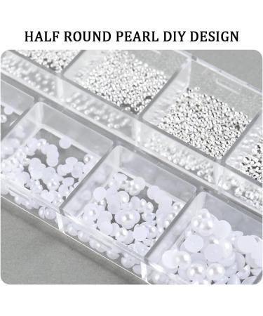 Czasowe Acrylic Nail Jewelry Design Box - 12 Compartments with Rhinestones White Pearls & Caviar Beads for Stunning Nail Art - Buy Online on GoSupps.com