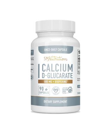 Calcium D-Glucarate | CDG for Liver Detox & Cleanse, Metabolism, Hormone Balance, Menopause Support* Vegan.org Certified, Non-GMO, Gluten-Free | Calcium D Glucarate 500mg 90 Capsules SM Nutrition