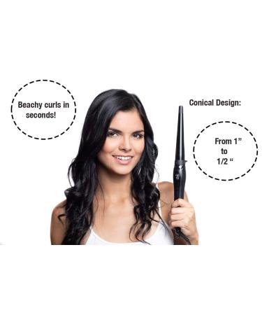 Buy Ceramic Tapered Curling Iron - 360 Swivel Clipless Lightweight - Fast Heat for Beautiful Curls | International Shipping - Buy Online on GoSupps.com